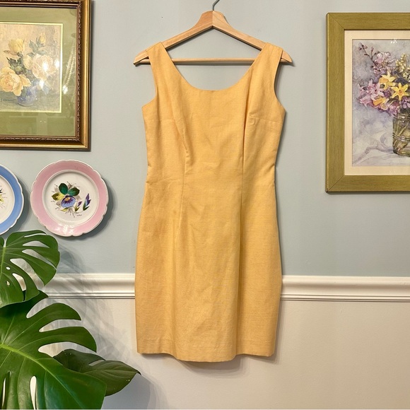 Tempo Paris Dresses & Skirts - Tempo Paris Vintage Linen Butter Yellow Sleeveless Sheath Dress Sz 4